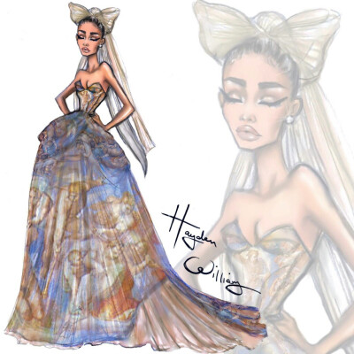 Ariana Grande x Met Gala
Vera Wang定制的衣服设计手稿，衣服设计灵感来源自米开朗基罗的作品“最后的审判”
