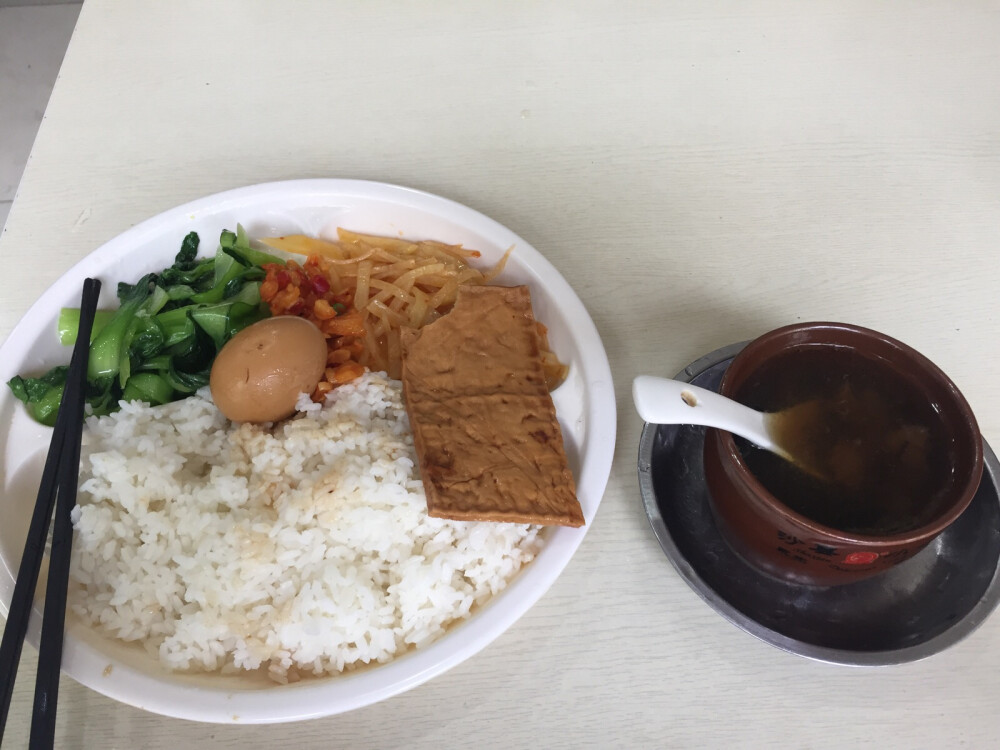 2018.4.21 茶树菇猪心汤+套餐饭