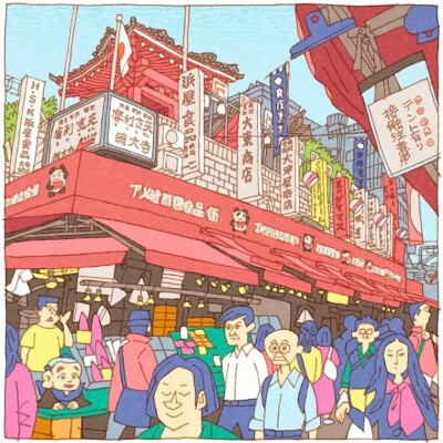 日本插画师 Shinji Tsuchimochi 一组充满生活气息的街景插画