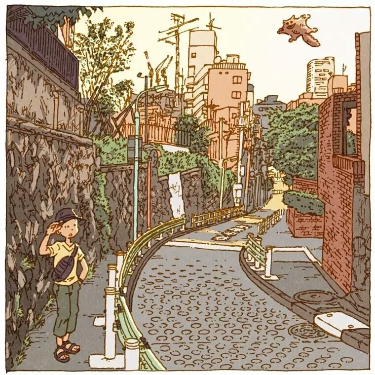 日本插画师 Shinji Tsuchimochi 一组充满生活气息的街景插画