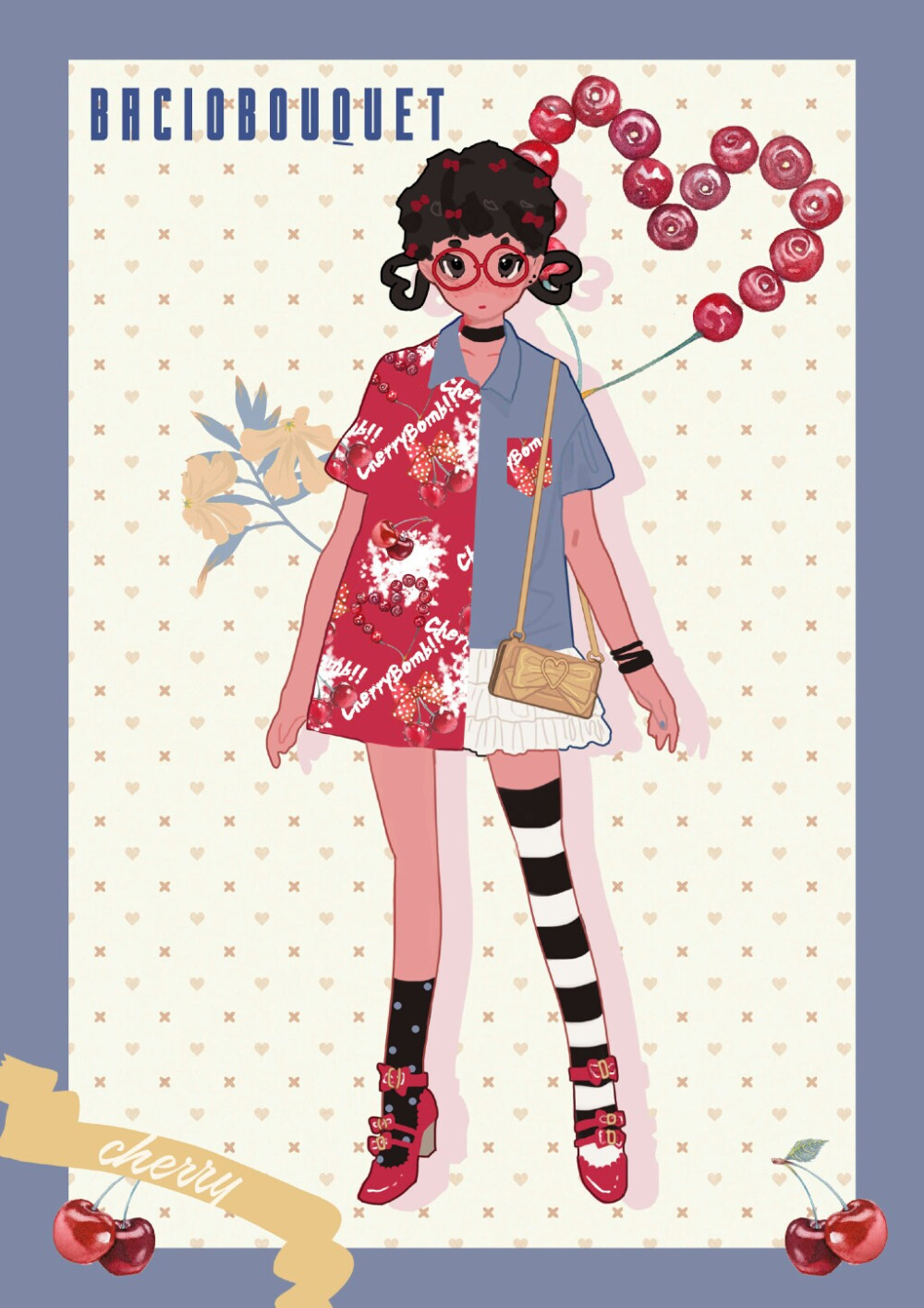 @riiverr: [cp]最近给 @榛果可可花束 画滴小女孩们❤
（饼&型均为榛果自己滴设计~ ​​​[/cp]
樱桃炸弹 甜甜圈 小草莓