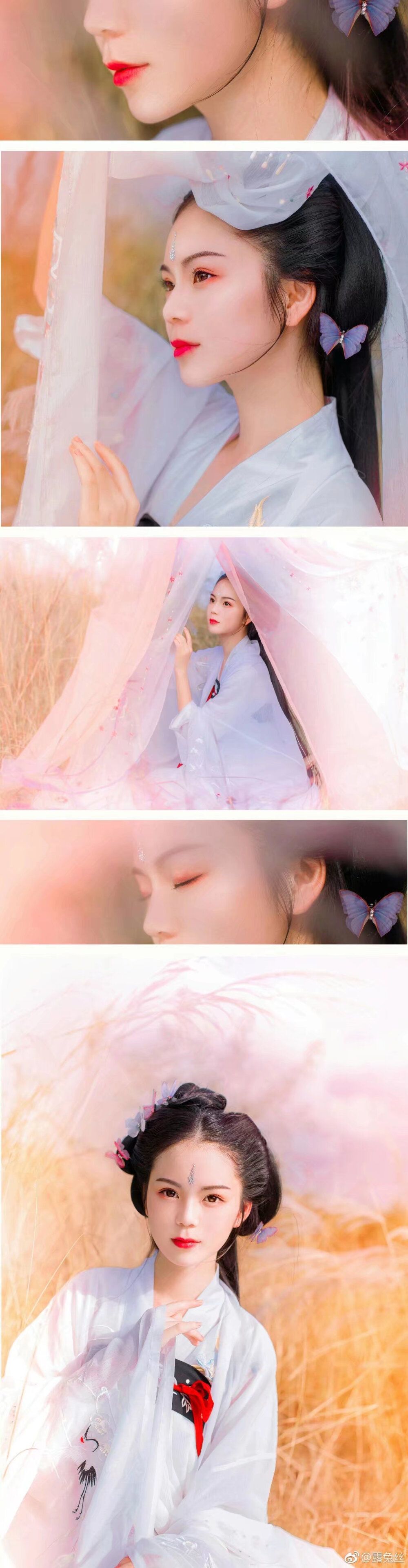 「四时归」
朱红晕水染素卷，遥遥身在蒹葭天水间。
又隔经年，小重山远，似是故人云际唤。
霜落心间，应犹未染寒，续又一词一阙。
影照四时旧季节，秋露陈枝截，暖冬月。
和风乐，回首复一眼，何日再踏旧苍阶？
出镜：@杨淑涵1023
摄影/后期： @露兔丝
文案：@泪落点点画红妆
师傅：@疯子Charles
#云南约拍# #汉服摄影#