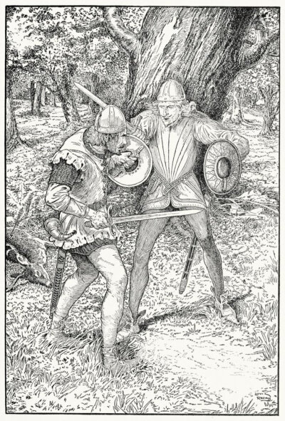 《侠盗罗宾汉/Bold Robin Hood and his outlaw band》
作者/插图：路易斯•瑞德（Louis Rhead，1857-1926）