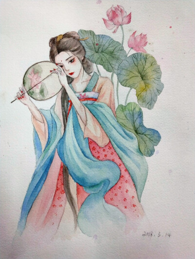 水彩临摹，舞者，古风，剑网三，from. 软糖