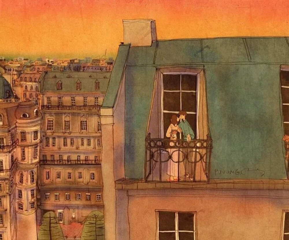 韩国插画师puuung的暖心爱情故事插画 