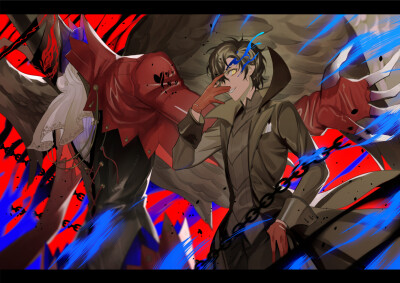 Tags: Fanart, Pixiv, Fanart From Pixiv, Pixiv Id 1095851, Shin Megami Tensei: PERSONA 5, Kurusu Akira, Arsène (Persona 5), Joker (Persona 5)