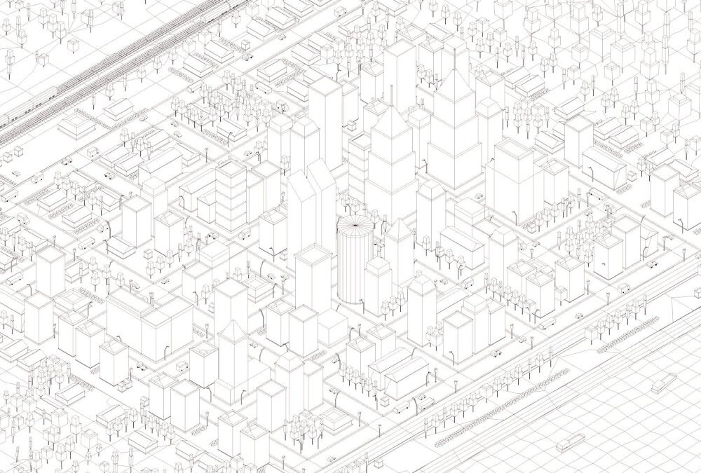 低多边形抽象3D立体城市建筑 obj max c4d 模型设计素材 