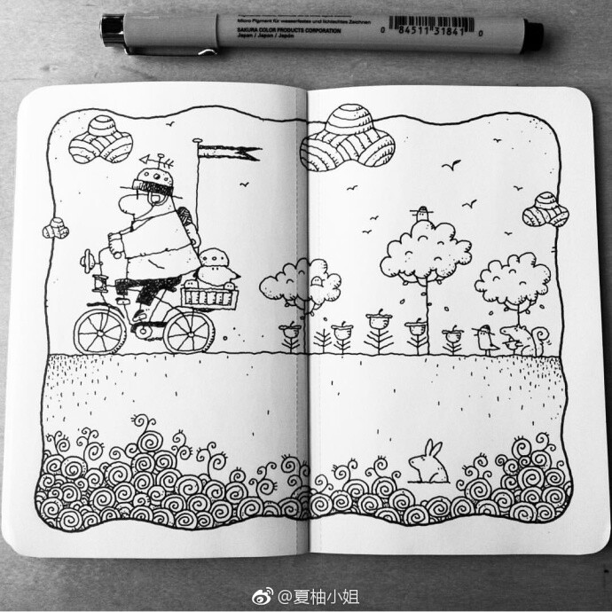 黑白 线描 儿童画