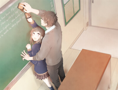 二次元 P站 网络 动漫 插画 少女少年 同人 清新 情怀 暧昧 情侣 告白 甜 虐 少女心