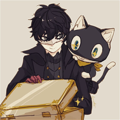 Tags: Anime, lemontea, Shin Megami Tensei: PERSONA 5, Joker (Persona 5), Morgana (Persona 5), Kurusu Akira, Fanart From Pixiv, Pixiv, Fanart