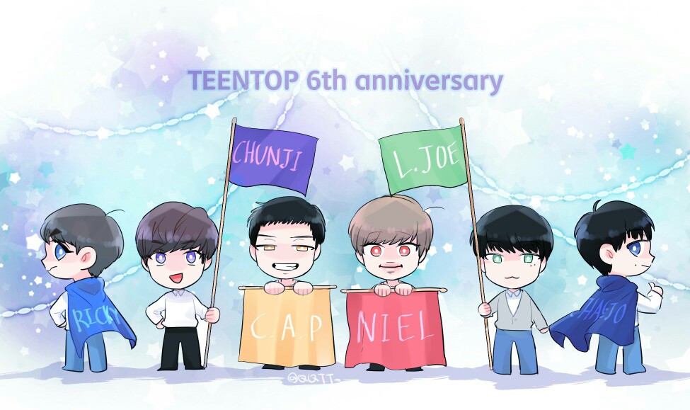 teen top teen top❀方旻洙（C.A.P）、李赞熙（天地）、李秉乔（L.JOE）已退、安丹尼尔（Niel）、刘昌贤（Ricky）、崔钟贤（创造）