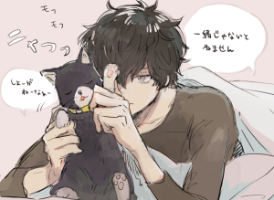 Tags: Fanart, Pixiv, Sawa2, Translation Request, Fanart From Pixiv, Shin Megami Tensei: PERSONA 5, Kurusu Akira, Morgana (Persona 5)