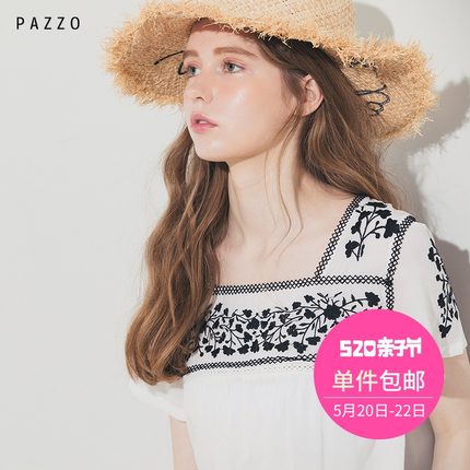 │PAZZO│ SWEET P40004361 波西米亚女孩花朵剌绣上衣