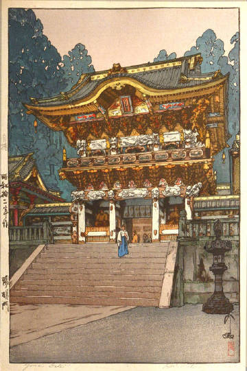 日本版画中的老建筑。作者：Yoshida Hiroshi（1876-1950年） ​