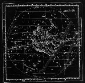 1829年圣彼得堡天文学家Kornelius Reissig绘制的星座图，星座用神话人物和动物作为代表，这是俄罗斯最早的星座图。 ​​​​