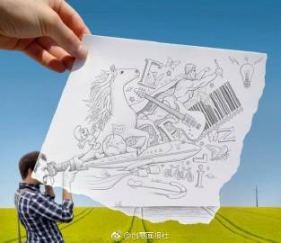 比利时跨界视觉艺术家 Ben Heine 的创意#插画# ​，画面和背景完美契合，又充满有趣的想象 ​