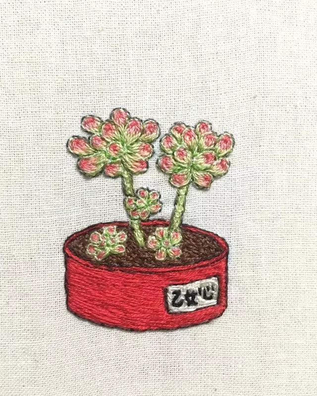 多肉植物刺繡