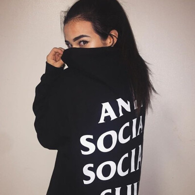 在途 潮玩艺 ANTI SOCIAL SOCIAL CLUB ASSC 白色粉字帽衫卫衣