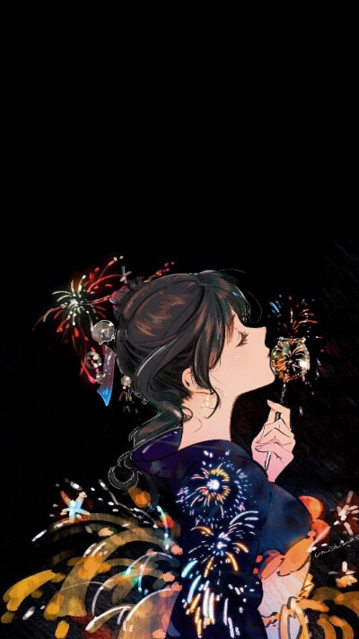 fireworks。kimono。