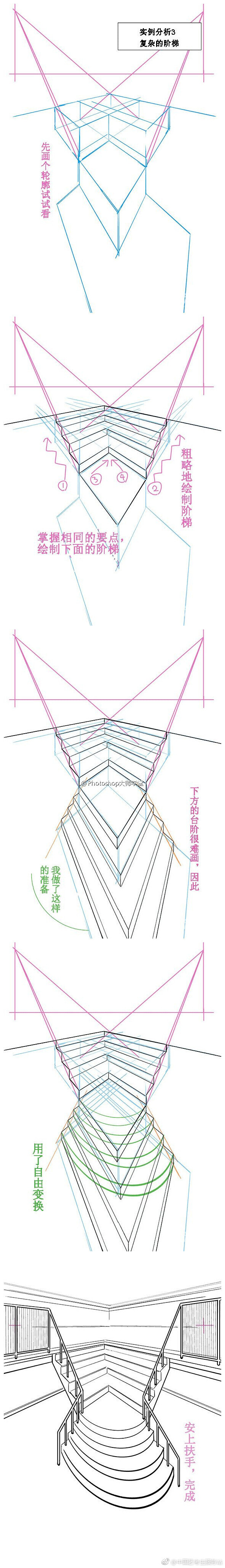 透视速写结构风景钢笔画