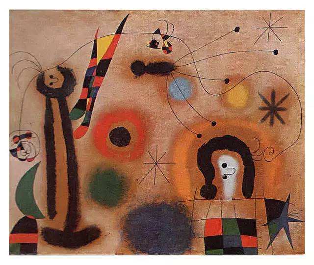 胡安·米罗（Joan Miró，1893年4月20日—1983年12月25日），西班牙画家、雕塑家、陶艺家、版画家，超现实主义的代表人物。是和毕加索、达利齐名的20世纪超现实主义绘画大师之一。