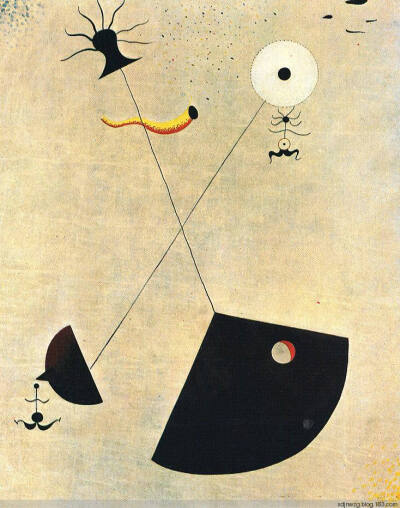 胡安·米罗（Joan Miró，1893年4月20日—1983年12月25日），西班牙画家、雕塑家、陶艺家、版画家，超现实主义的代表人物。是和毕加索、达利齐名的20世纪超现实主义绘画大师之一。