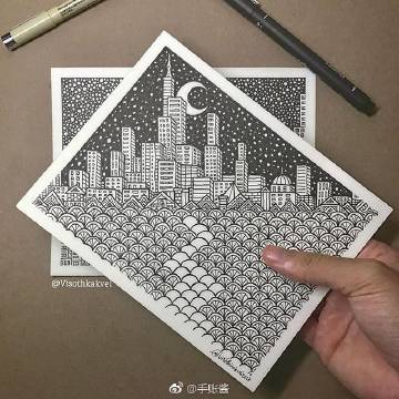 来自柬埔寨插画家 Visothkakvei Maine ​​​​的针管笔手绘~ ​ via @手账酱 ​