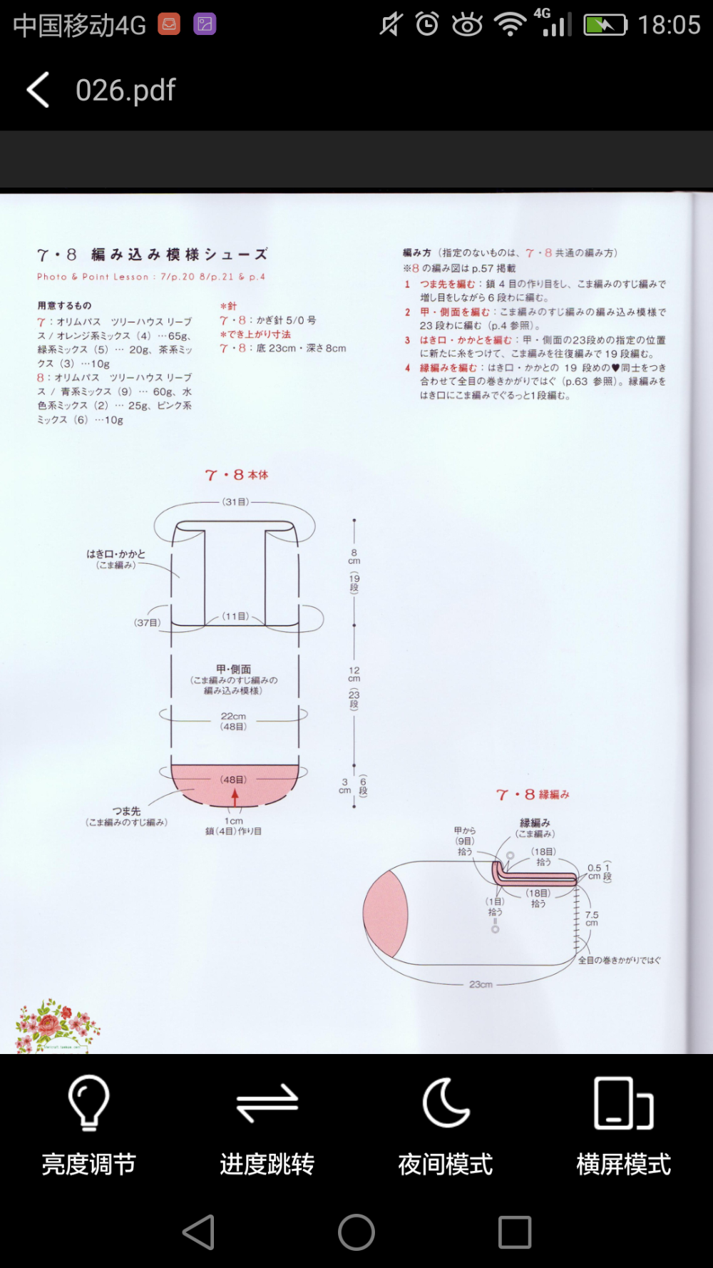 钩编花朵家居鞋～书