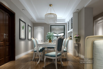现代欧式客厅餐厅效果图_四川凯乐设计中心