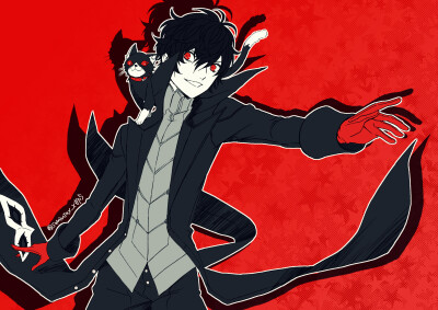 Tags: Fanart, Pixiv, PNG Conversion, Fanart From Pixiv, Shin Megami Tensei: PERSONA 5, Kurusu Akira, Morgana (Persona 5), Joker (Persona 5), Pixiv Id 3767451