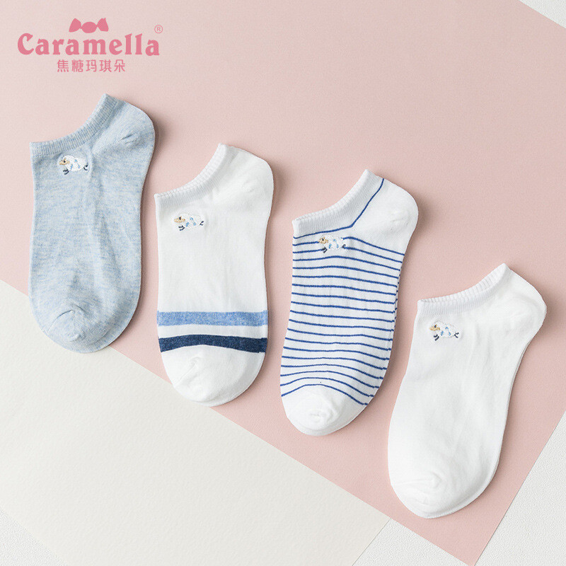 caramella 2018春夏 刺绣 绵羊 船袜 短袜女袜 可爱小动物