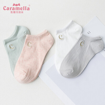 caramella 2018春夏 刺绣系列 星月 船袜 短袜女袜 女士袜子