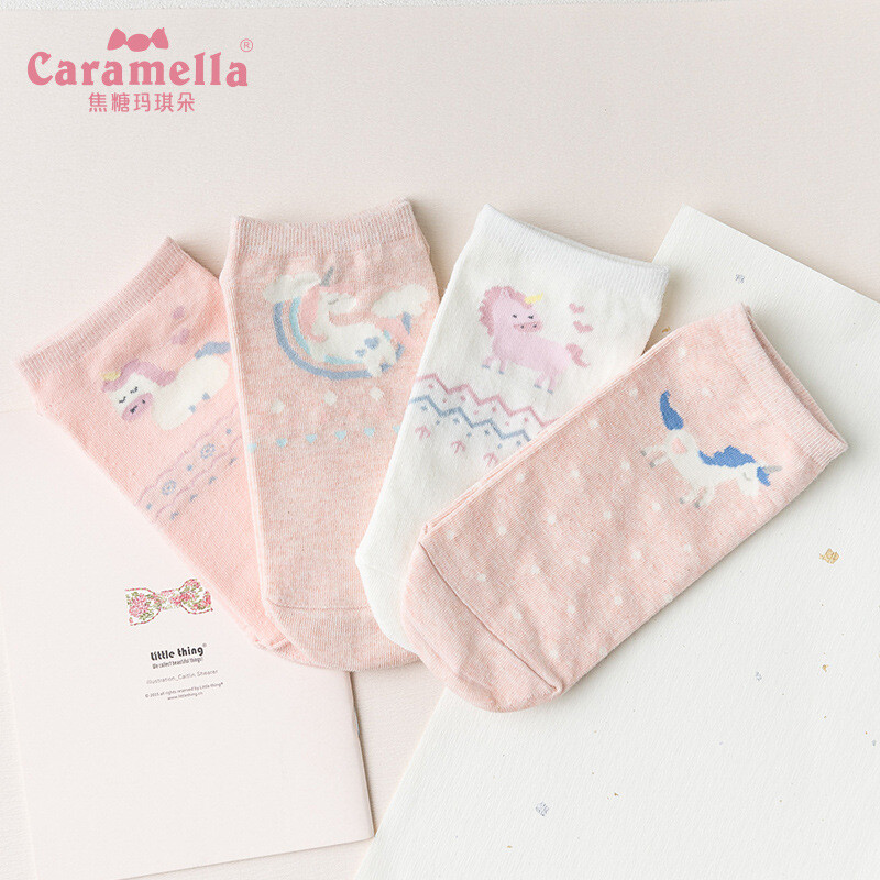 caramella 2018春夏 独角兽 船袜 女袜 可爱动物袜子