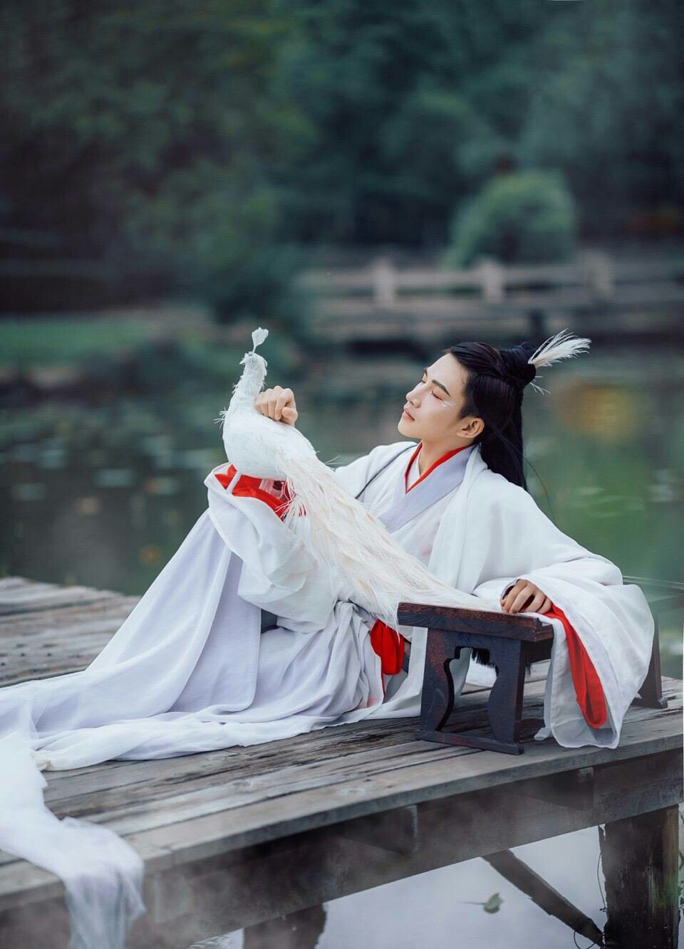 淡辉夕颜公子如玉是你执一把青伞为我许下一世长安古风真人男头乛陌