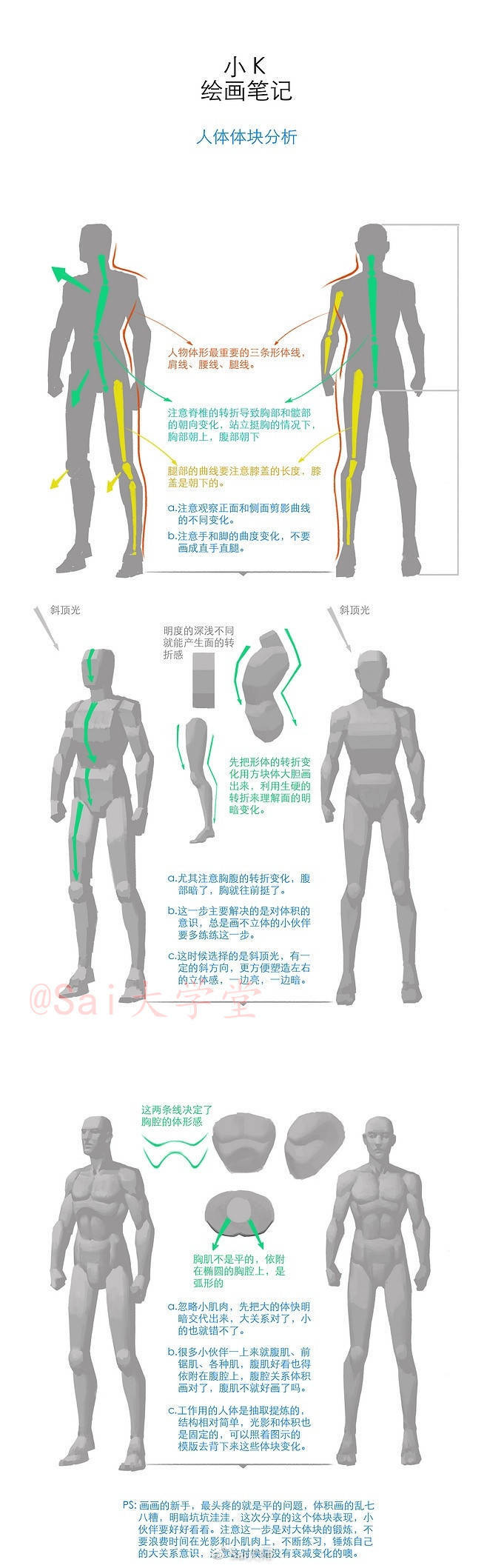 立体人物手绘详细教学手绘笔记