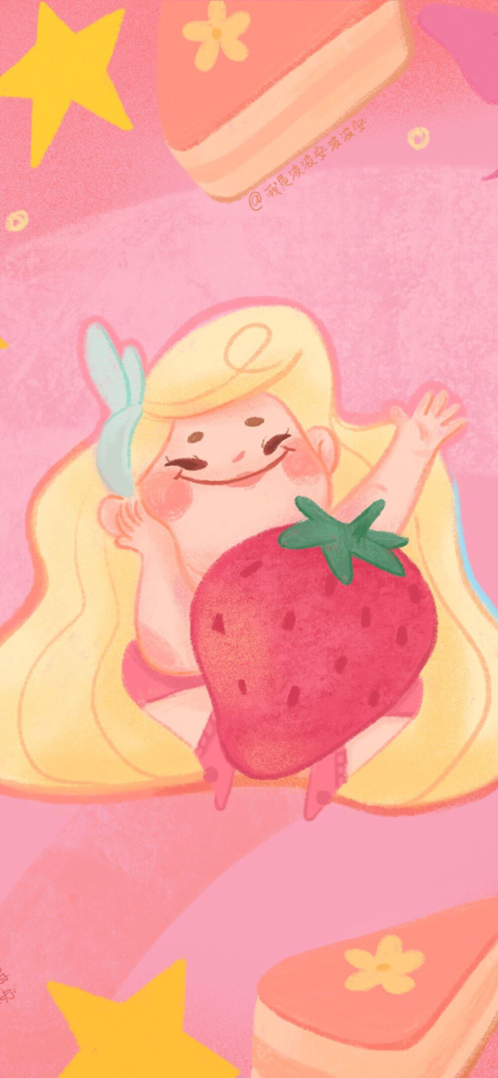 水果女孩，手绘可爱萌系小卡通人物