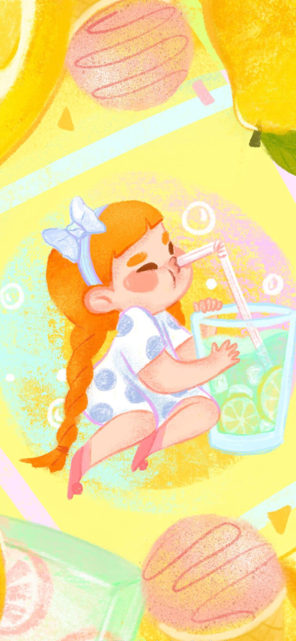 水果女孩，手绘可爱萌系小卡通人物