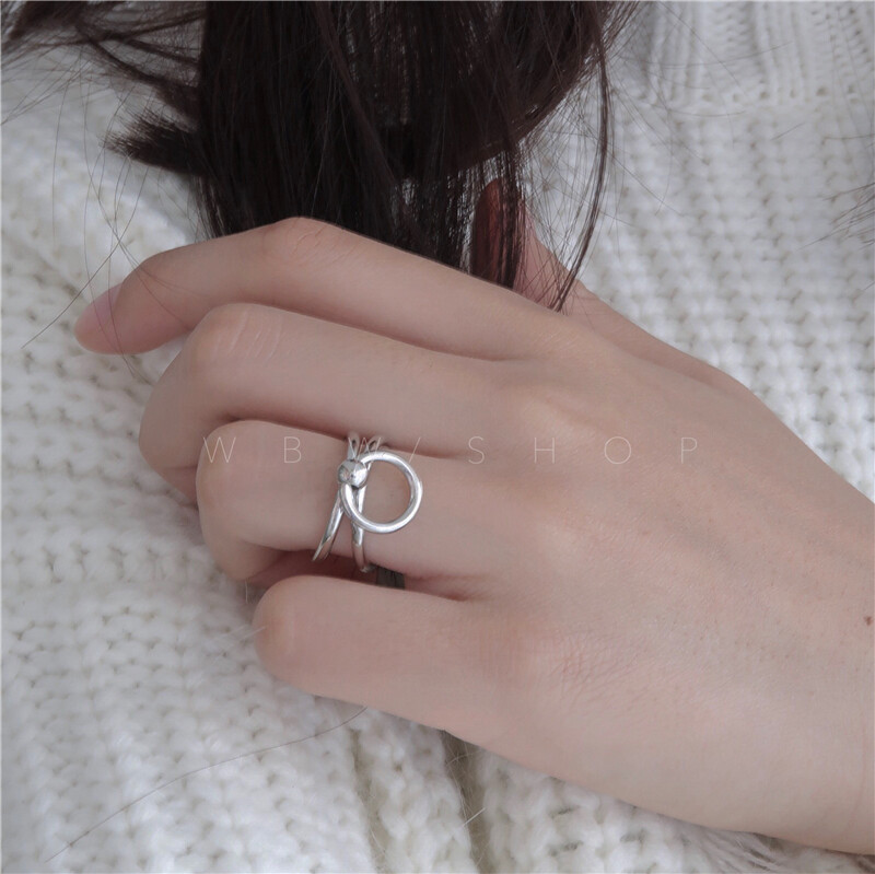 WBW Ring HM cos風(fēng) 歐美時(shí)髦飾品簡約百搭幾何圓圈開口戒指 17mm