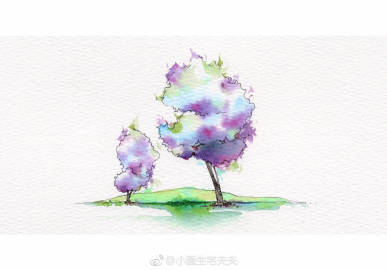 【钢笔淡彩教程】九种植被表现方法分享给大家~△ 画笔：马蒂尼松鼠毛△ 颜料：荷尔拜因、史明克 （作者： 小画生宅夫夫 ） ?