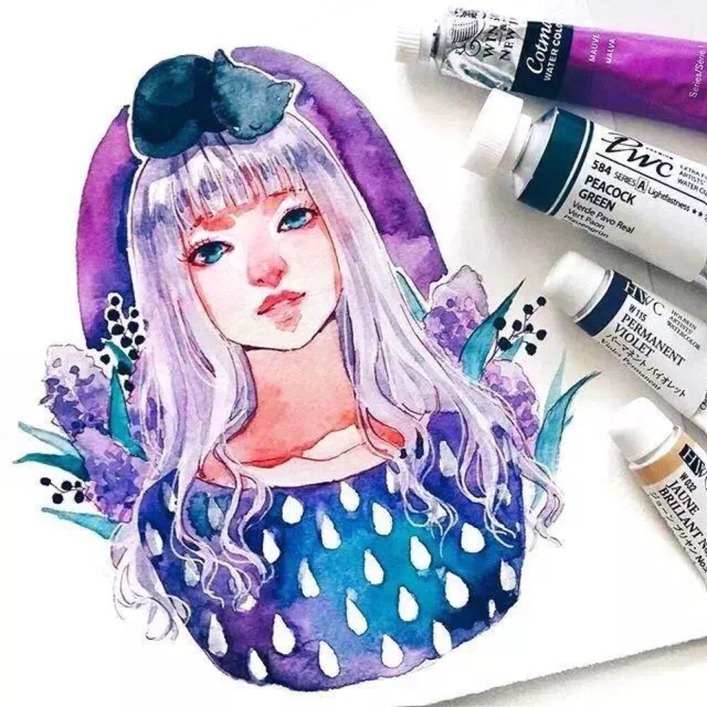 水彩人物插画超美