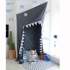 ins爆款儿童房鲨鱼造型床幔 宝宝吊顶游戏屋 超大帐篷 室内玩具屋