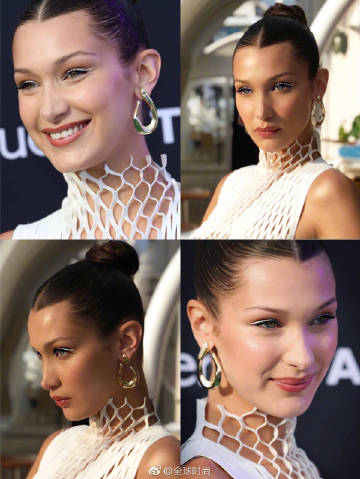 #BellaHadid# 出席品牌活动，两套白色造型解锁邮轮风情，我更喜欢第一套，你们呢？ ​