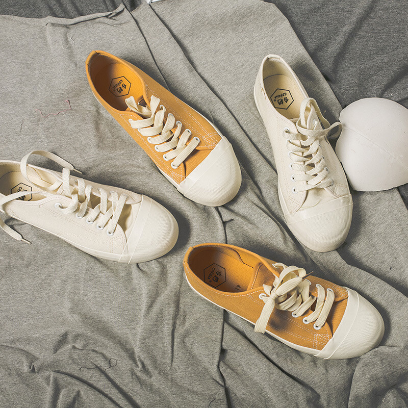 COKEIN自制纯棉男士小白鞋 百搭男士学生帆布鞋 夏季原创低帮鞋