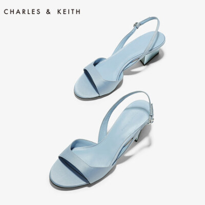 CHARLES＆KEITH夏凉鞋女CK1-60900083度假风一字带露趾三角中跟鞋