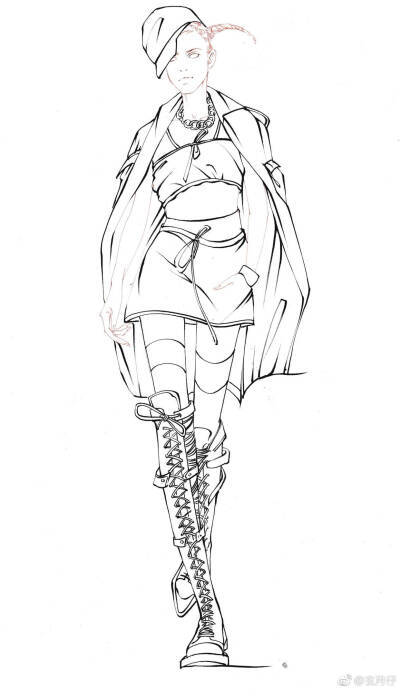 手绘线稿 服装设计 画师玄月