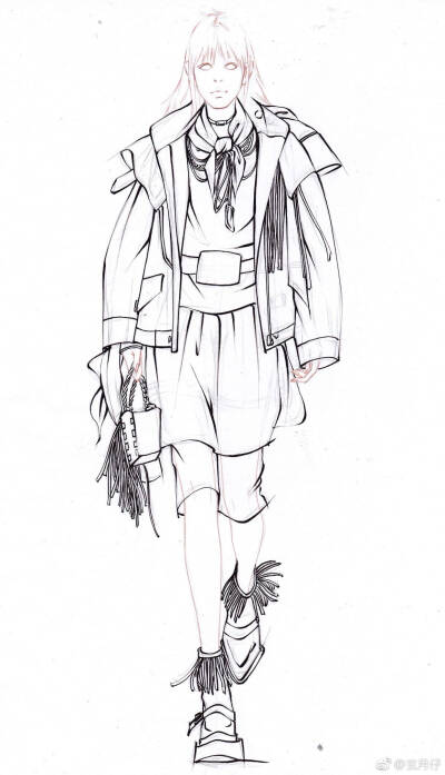 手绘线稿 服装设计 画师玄月