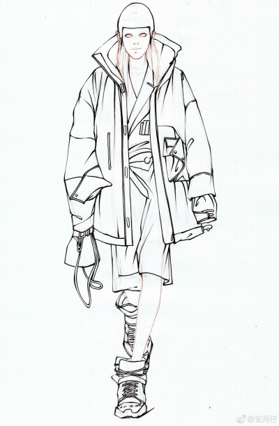 手绘线稿 服装设计 画师玄月