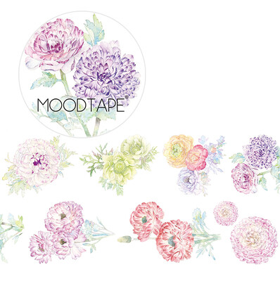 moodtape.向日葵花毛茛。mood原创和纸胶带创意贴纸diy手工手账