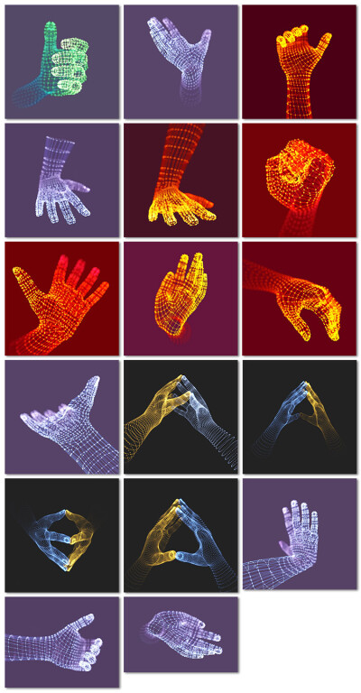 欧美三维建模创意科技未来手臂手势人工智能网状手型矢量素材模板