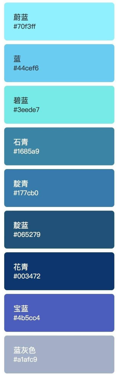 中國傳統名稱色卡。 ​​​